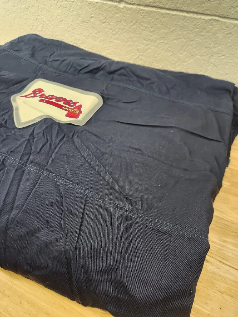 Pottery Barn Teen Cargo Pocket Duvet Cover Sz F/Q Baseball Braves Navy NOS